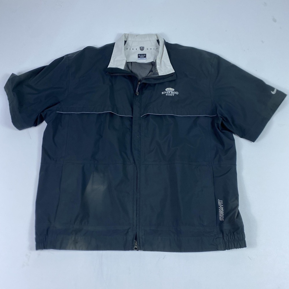 Nike Golf Jacket Mens XL Black Storm-FIT Short Sleeve Full Zip River Bend Staff